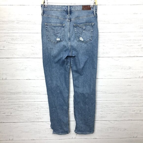 Hollister Women's Jeans High Rise Crop Distressed Button Fly size 25 length 27" - Picture 2 of 8